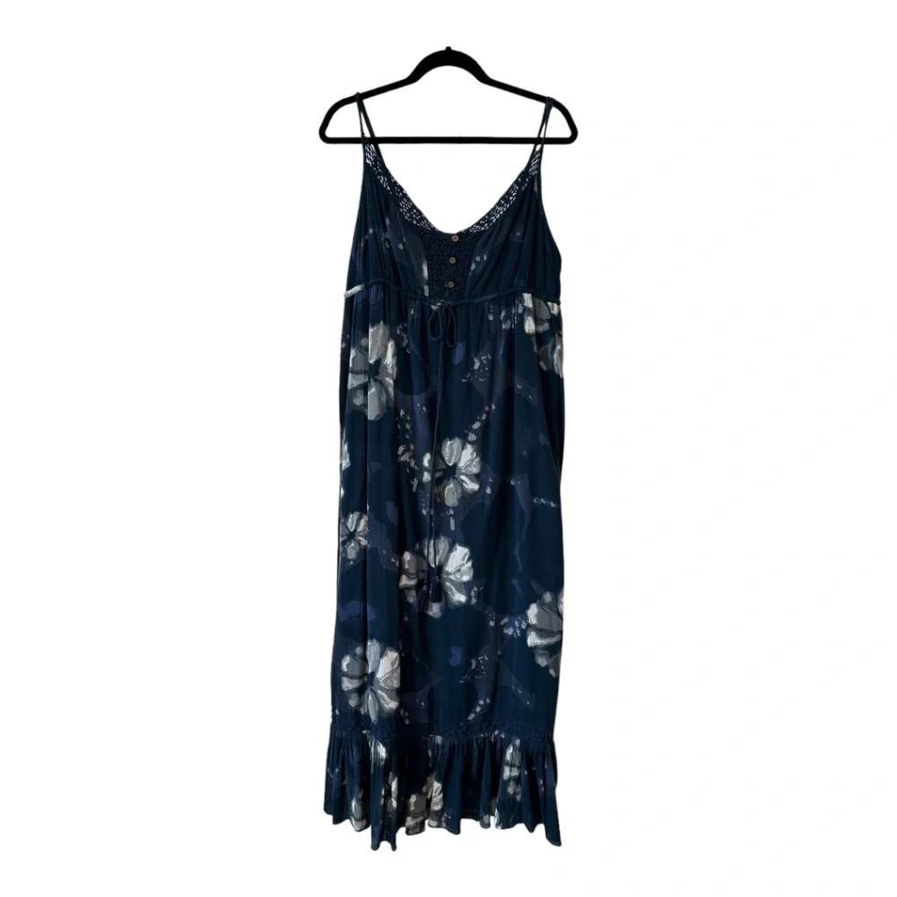 Lucky Brand Navy Blue Floral Maxi Dress